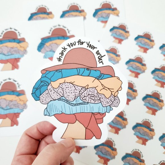 LB028 STICKERS Custom Poshmark Stickers Folded Clothes Thank You Shipping Supply - Picture 1 of 6